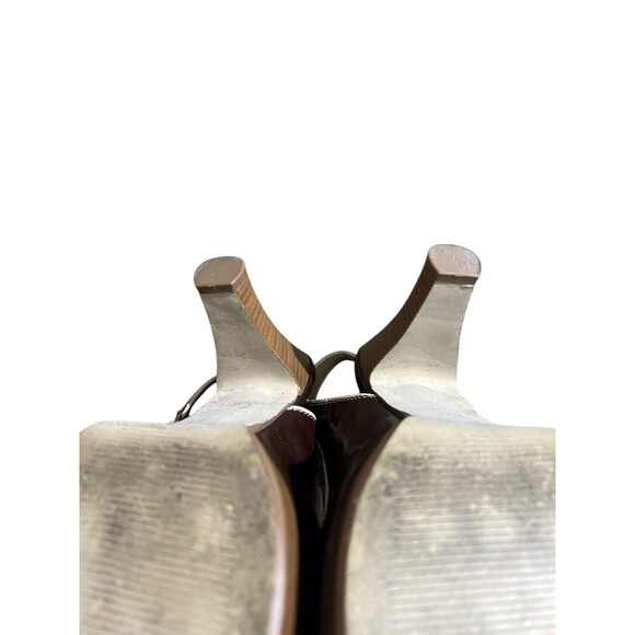 Mudd Slingback Peep Toe Heels 7.5M Brown Cutout Retro Stacked Heel Office Siren - Picture 14 of 16